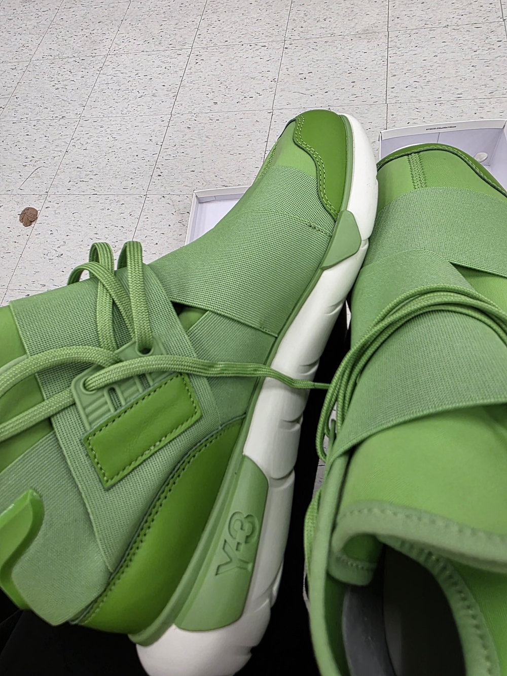 Y-3 Green Elastic Slip-On Sneakers